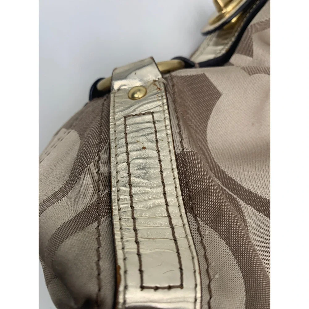 Y2K Vintage Coach Signature Carly HOBO Metallic Gold/Light Brown Canvas 13014